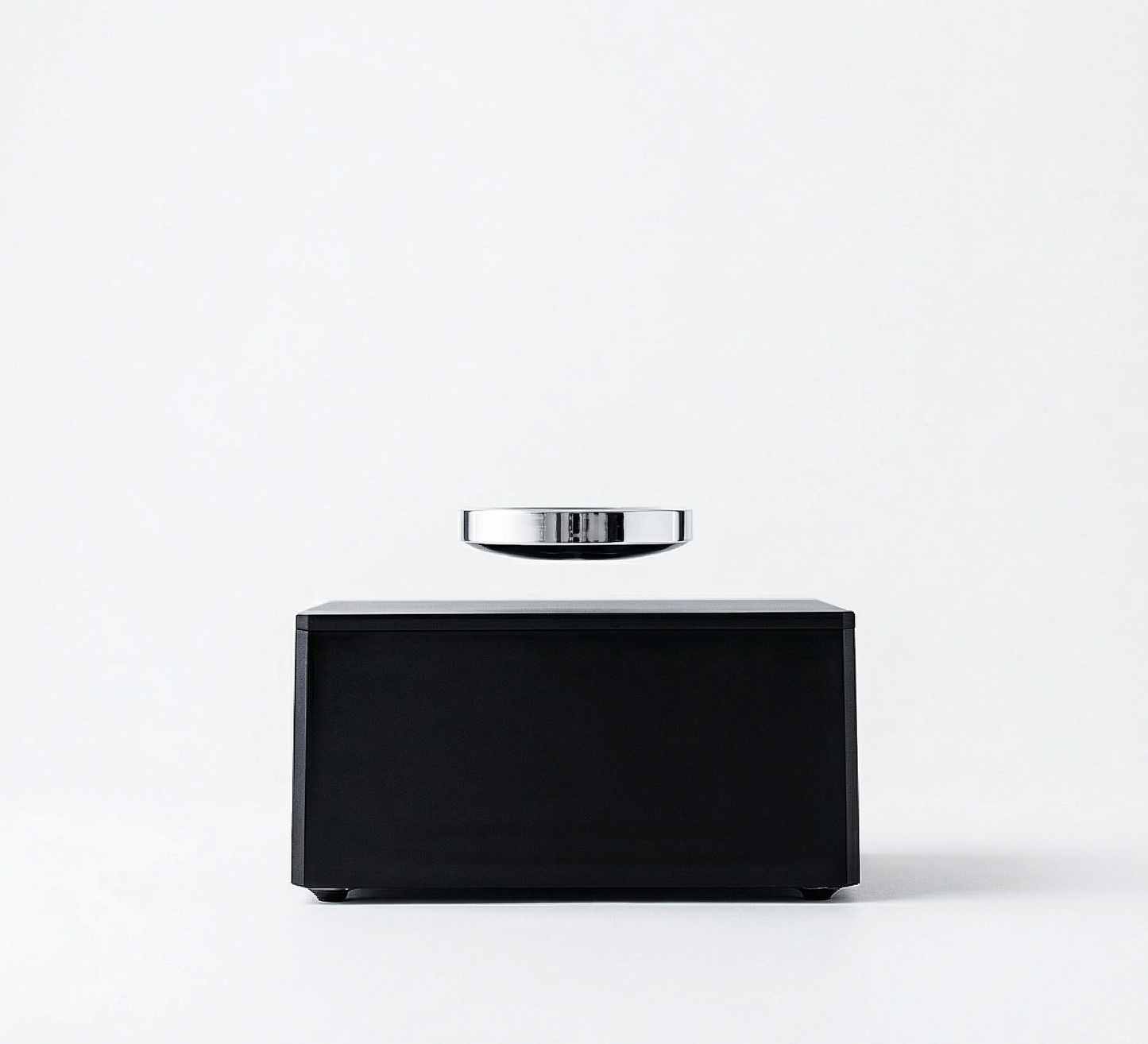 Leviou magnetic levitation art piece floating mid-air on a black base