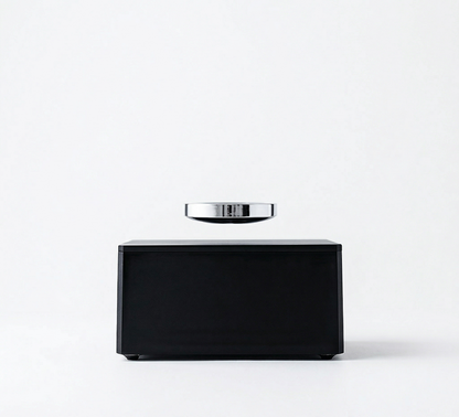 Leviou magnetic levitation art piece floating mid-air on a black base